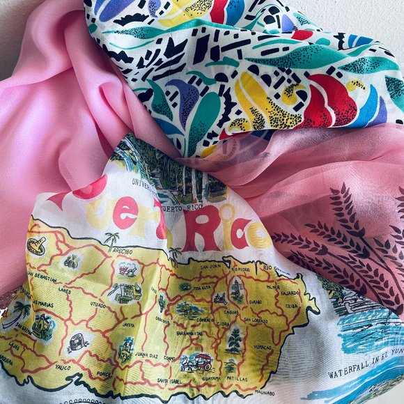 Zuliana Accessories - Lot of 4 silk scarves pink Zuliana/yellow/red